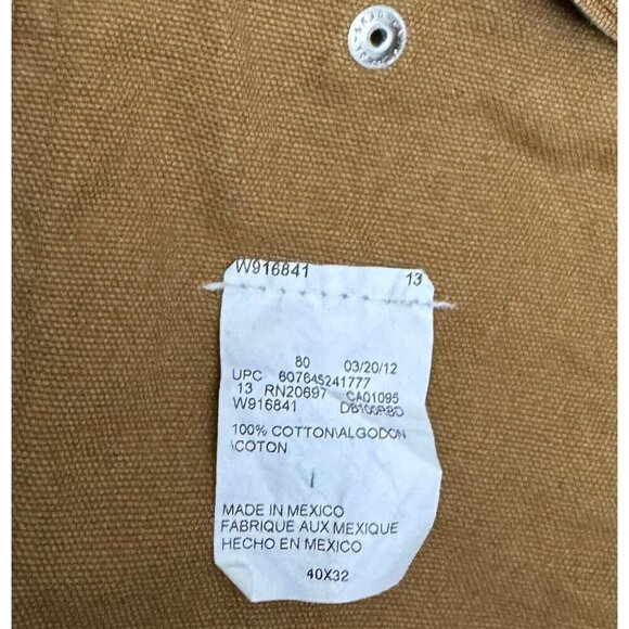 DICKIES Wheat Brown OVERALLS Coveralls Work Wear Mechanic Carpenter Pants 40x32 - Picture 7 of 7